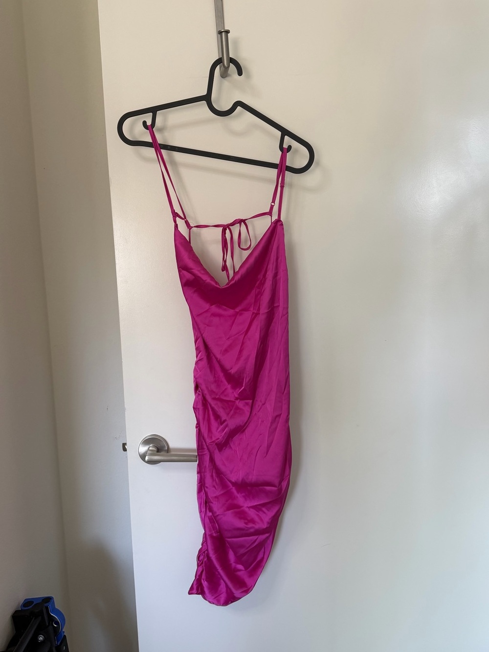 Urban Outfitters Hot Pink Satin Cowl Neck Dress
